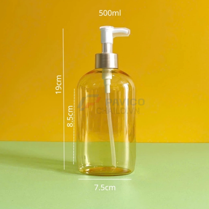 Chai vai bầu 250ml 500ml dầu gội khách sạn vàng cổ nhôm bạc vòi nhấn