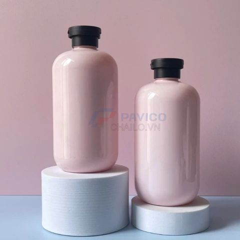 Chai vai bầu 250ml 500ml sữa tắm kem dưỡng da nắp bật đen