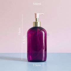 Chai vai bầu 250ml 500ml sữa tắm tím trong có đầu bơm khoen vàng hồng