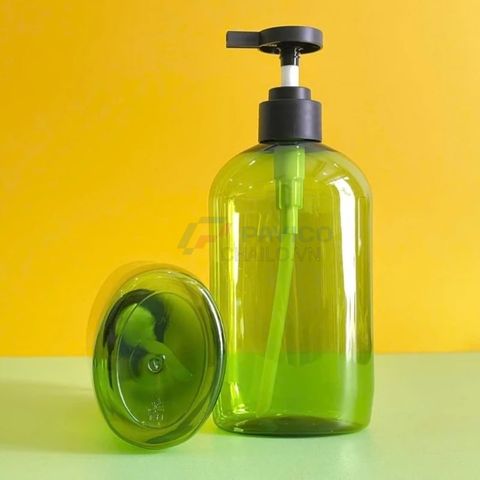 Chai vai bầu 300ml 500ml dầu gội thảo dược xanh lá trong nắp đen