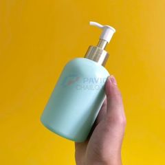 Chai vai bầu 300ml 500ml kem dưỡng da tay xanh ngọc cổ nhôm bạc