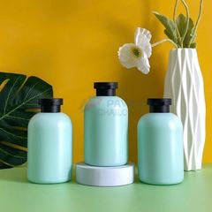 Chai vai bầu 300ml 500ml sữa rửa mặt xanh mint nắp đen nắp bật