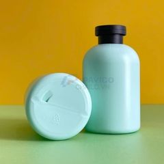 Chai vai bầu 300ml 500ml sữa rửa mặt xanh mint nắp đen nắp bật