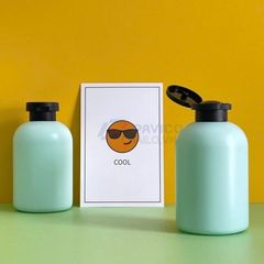 Chai vai bầu 300ml 500ml sữa rửa mặt xanh mint nắp đen nắp bật