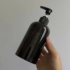 Chai vai bầu 350ml 500ml dầu gội nam full đen vòi nhấn
