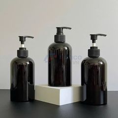 Chai vai bầu 350ml 500ml dầu gội nam full đen vòi nhấn