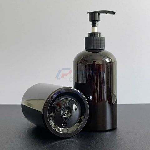 Chai vai bầu 350ml 500ml dầu gội nam full đen vòi nhấn