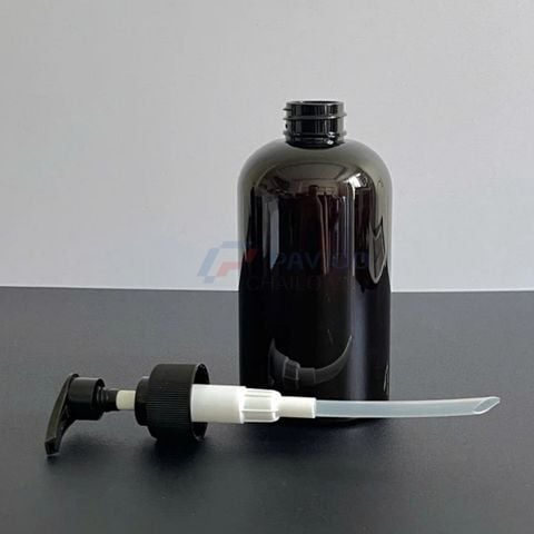 Chai vai bầu 350ml 500ml dầu gội nam full đen vòi nhấn