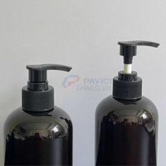 Chai vai bầu 350ml 500ml dầu gội nam full đen vòi nhấn