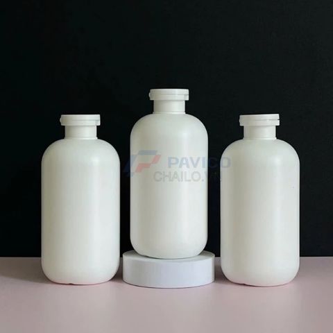 Chai vai bầu 500ml 1000ml dầu gội refill full trắng mờ nắp bật