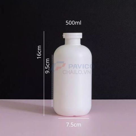 Chai vai bầu 500ml 1000ml dầu gội refill full trắng mờ nắp bật