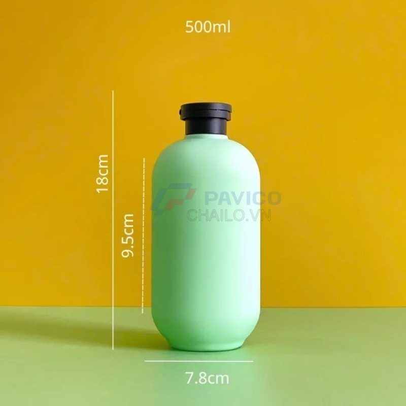 Chai vai bầu 500ml 750ml refill xanh mint nắp vặn
