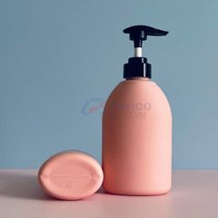 Chai vai tròn 350ml 500ml sữa dưỡng thể hồng nắp đen vòi nhấn