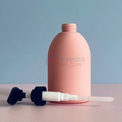 Chai vai tròn 350ml 500ml sữa dưỡng thể hồng nắp đen vòi nhấn