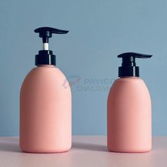 Chai vai tròn 350ml 500ml sữa dưỡng thể hồng nắp đen vòi nhấn