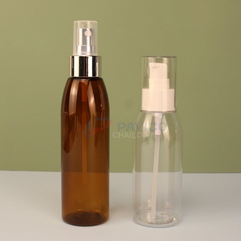 Chai xịt phun sương 50ml 100ml nhựa pet trong nâu