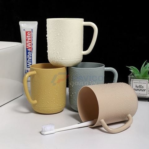Cốc đánh răng đa năng 250ml 350ml vàng xám be nhựa
