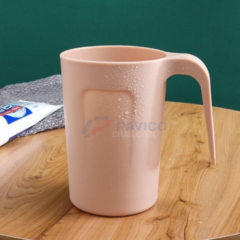 Cốc uống nước đánh răng nhựa nhựa lúa mạch hồng 300ml 400ml có tay cầm