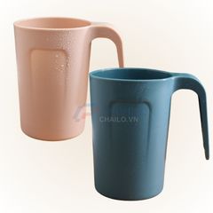 Cốc uống nước đánh răng nhựa nhựa lúa mạch hồng 300ml 400ml có tay cầm