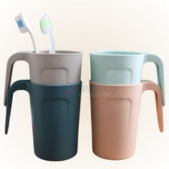 Cốc uống nước đánh răng nhựa nhựa lúa mạch hồng 300ml 400ml có tay cầm