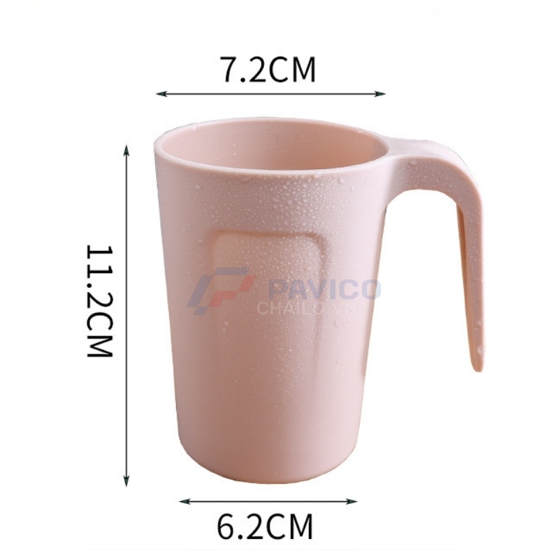 Cốc uống nước đánh răng nhựa nhựa lúa mạch hồng 300ml 400ml có tay cầm