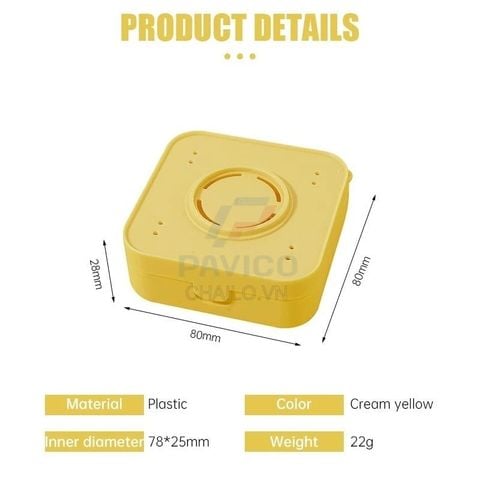 Hộp đựng mút trang điểm màu vàng nắp gập thoáng khí size to nhỏ