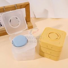 Hộp đựng mút trang điểm màu vàng nắp gập thoáng khí size to nhỏ