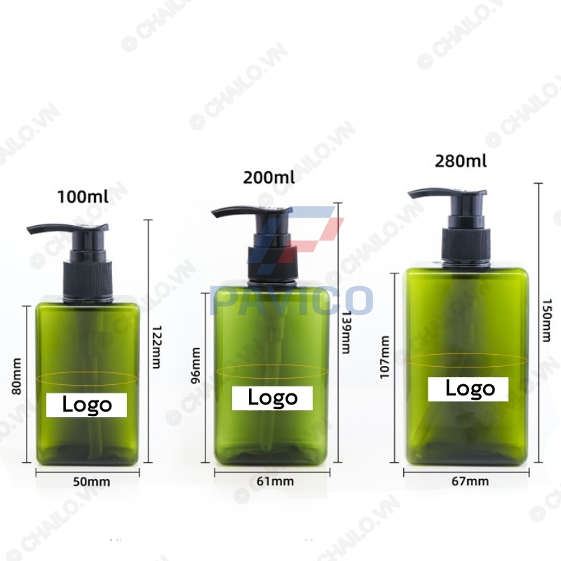 Chai đựng dầu gội sữa tắm cho nhà nghỉ khách sạn 100ml 150ml 280ml đầu bơm bọt