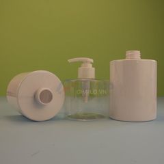 Chai nhựa pet trong 500ml 400ml 300ml màu trong đựng sữa tắm đầu nhấn