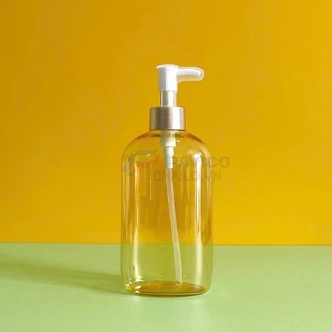 Chai vai bầu 250ml 500ml dầu gội khách sạn vàng cổ nhôm bạc vòi nhấn