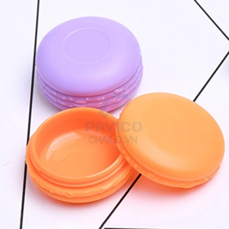 Hộp chiết mỹ phẩm hình macaron màu tím nắp vặn 5g 10g