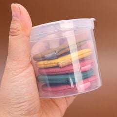 Hộp đựng mút trang điểm trong suốt nắp gài dáng trụ dáng tròn