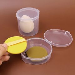 Hộp đựng mút trang điểm trong suốt nắp gài dáng trụ dáng tròn