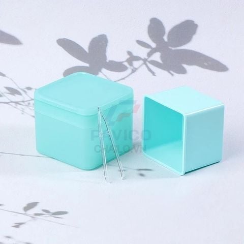 Hộp nhựa đựng toner pad xanh ngọc nắp bật vuông 150g 350g