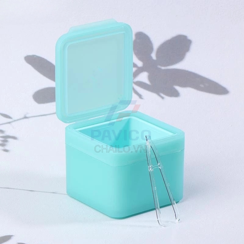 Hộp nhựa đựng toner pad xanh ngọc nắp bật vuông 150g 350g