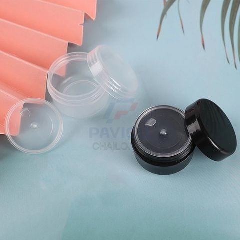 Hũ chiết mỹ phẩm mini thân đen nắp trong nắp vặn 3g 5g