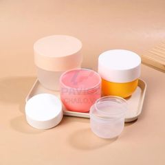 Hũ đựng kem 2 lớp thân hồng nắp trắng nắp vặn 30g 50g