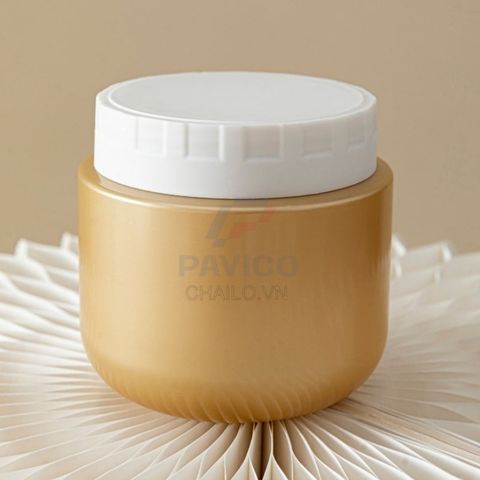 Hũ đựng kem body thân vàng gold nắp vặn trắng 150ml 250ml