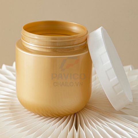 Hũ đựng kem body thân vàng gold nắp vặn trắng 150ml 250ml