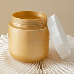 Hũ đựng kem body thân vàng gold nắp vặn trắng 150ml 250ml