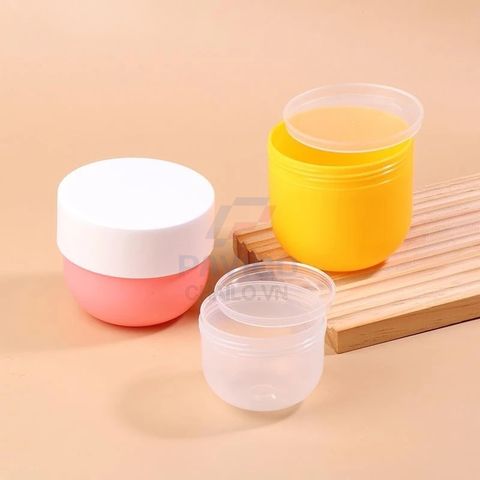 Hũ đựng kem thân vàng nắp trắng nắp vặn 150ml 250ml
