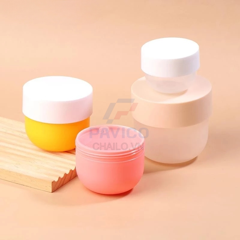 Hũ đựng kem thân vàng nắp trắng nắp vặn 150ml 250ml