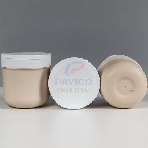 Hũ đựng kem dưỡng thể màu be nắp bật kem lót trắng 200g 300g