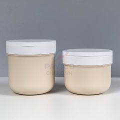 Hũ đựng kem dưỡng thể màu be nắp bật kem lót trắng 200g 300g
