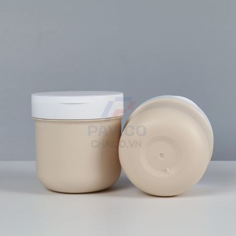 Hũ đựng kem dưỡng thể màu be nắp bật kem lót trắng 200g 300g