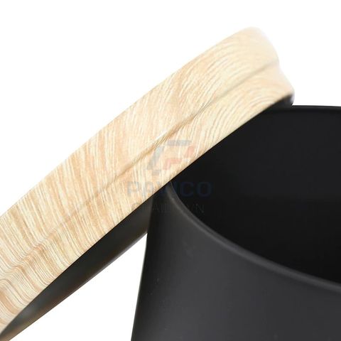 Hũ đựng nến thơm thân đen mờ nắp gỗ vân sáng 200g 300g