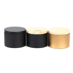 Hũ đựng nến thơm thân đen mờ nắp gỗ vân sáng 200g 300g