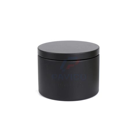 Hũ đựng nến thơm thân đen mờ nắp gỗ vân sáng 200g 300g