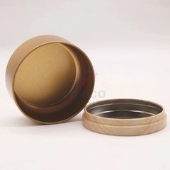 Hũ nhôm đựng kem màu vàng đồng nắp vặn gỗ trơn 50g 100g