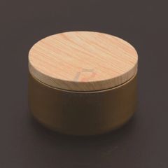 Hũ nhôm đựng kem màu vàng đồng nắp vặn gỗ trơn 50g 100g